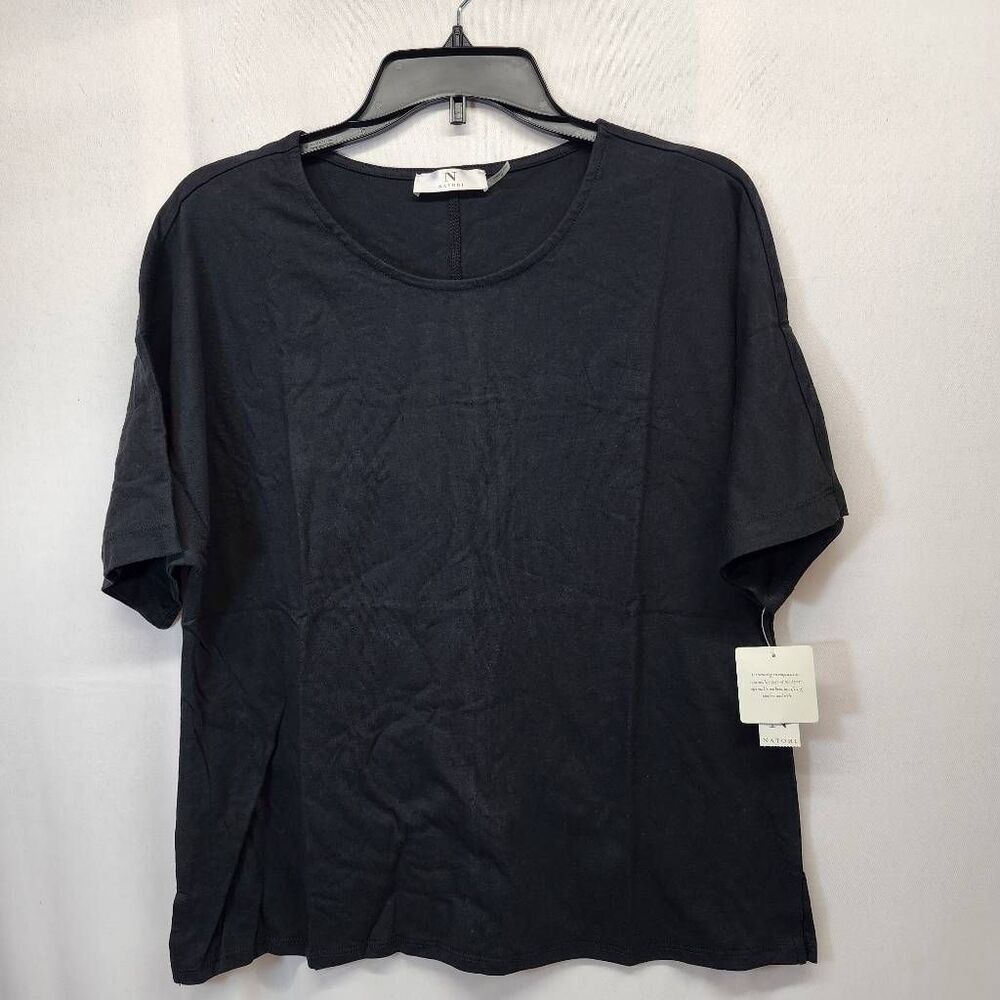 Natori Breeze Black Relaxed Fit Short Sleeve Top Women’s Size M NWT UC5233